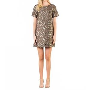 NEW THML short sleeve leopard print dress in animal